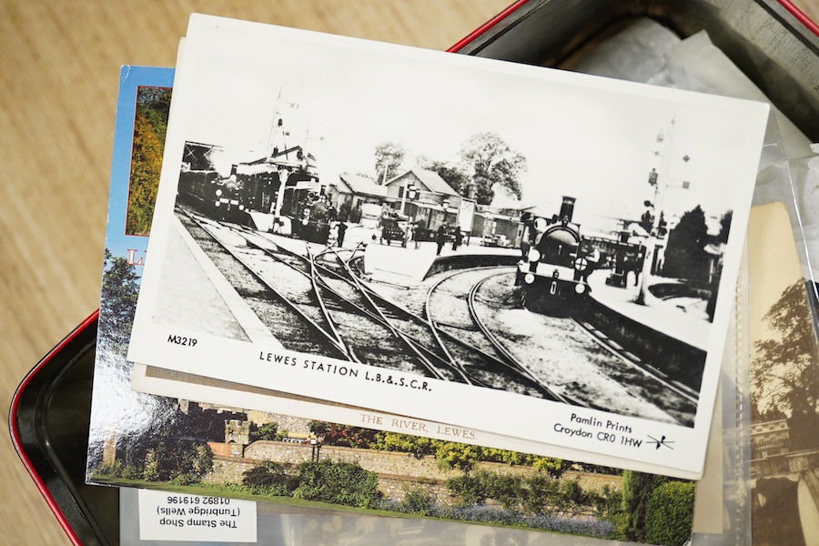 A collection of postcards, Lewes, Offham, Hamsey etc., Condition - variable